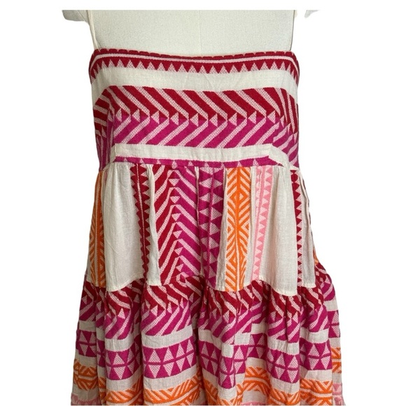 DEVOTION TWINS Anthropologie Embroidered Square-Neck Mini Dress Size S Pink - Picture 8 of 13